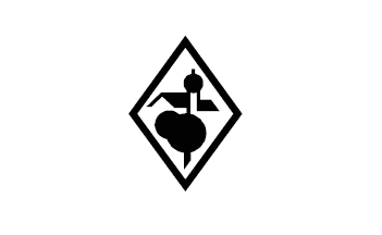 Das Logo zeigt ein Gebäudedach und einen Kirchturm über zwei Bäumen in einer Raute. Das Logo ist in schwarz gehalten.